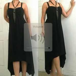 Black party cocktail asymmetrical dress